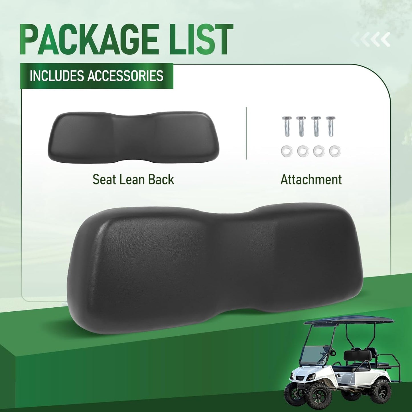 Seat Backrest Front Compatible with 2000.5-up Club Car DS Golf Cart Seat Back Cushion Black Plastic Foam Wood
