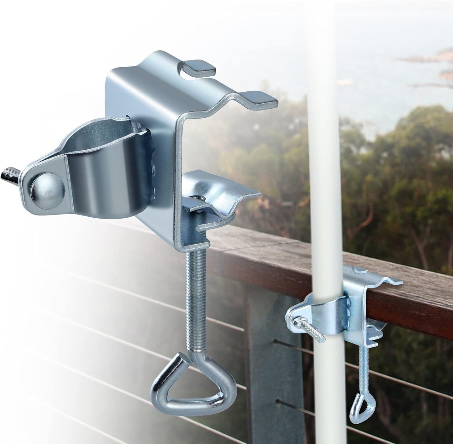 MOLIGOU Deck Umbrella Clamp, Parasol Holder Clip, Patio Balcony Umbrella Stand Clip, Mount to Railing