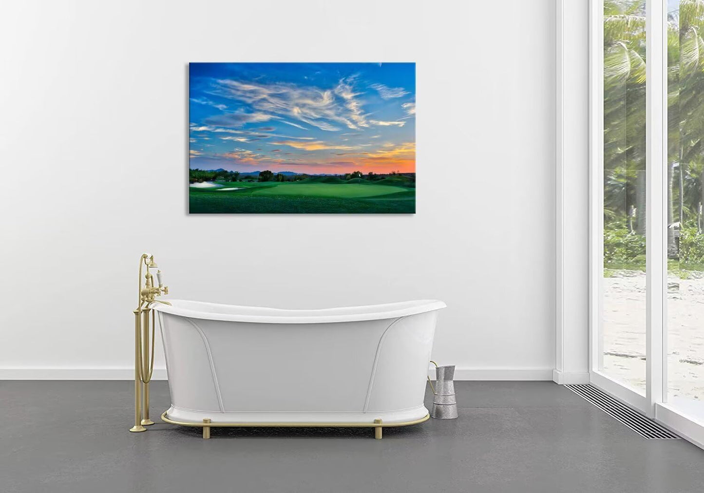 Arizona Scottsdale Golf Course Wall Art for Living Room Bedroom Bathroom Home Decorations Sunset Arizona Scottsdale Landscape Picture Poster Framed Artwork Canvas Prints Ready to Hang(12''H x 16''W)