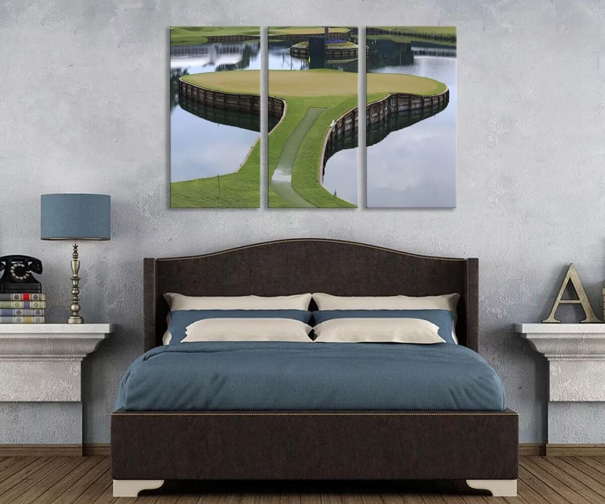 TPC Sawgrass Golf Course Wall Art for Living Room Bedroom Bathroom Home Decorations Golf Art Golf Course Pictures Posters Framed Artwork Canvas Prints Ready to Hang(12''W x 24''H x3)