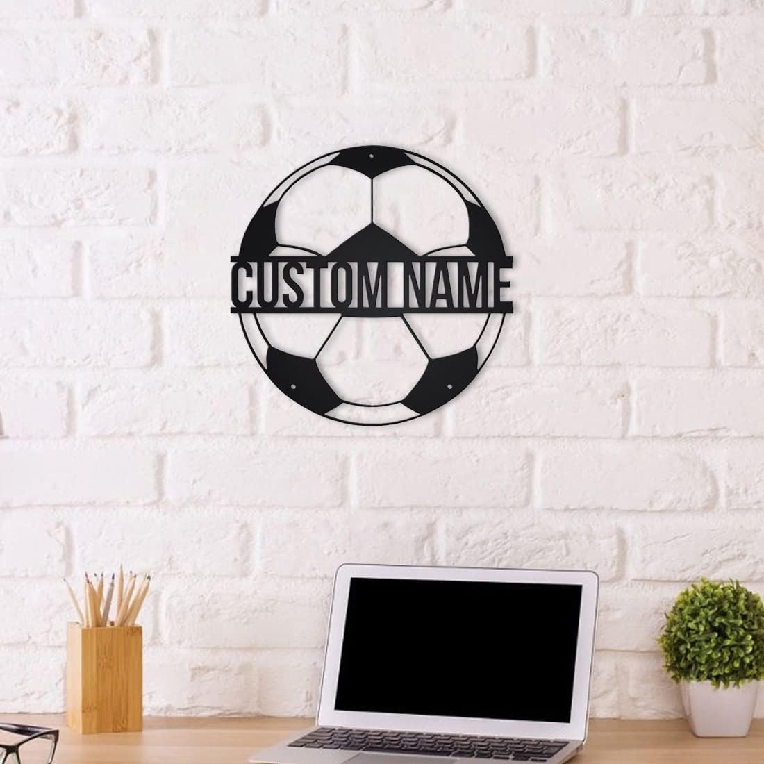 Personalized Name 7 Colors Football lamp Custom Wall Art Night Light LED Name Sign Gift for Boys Men Girls (Soccer)