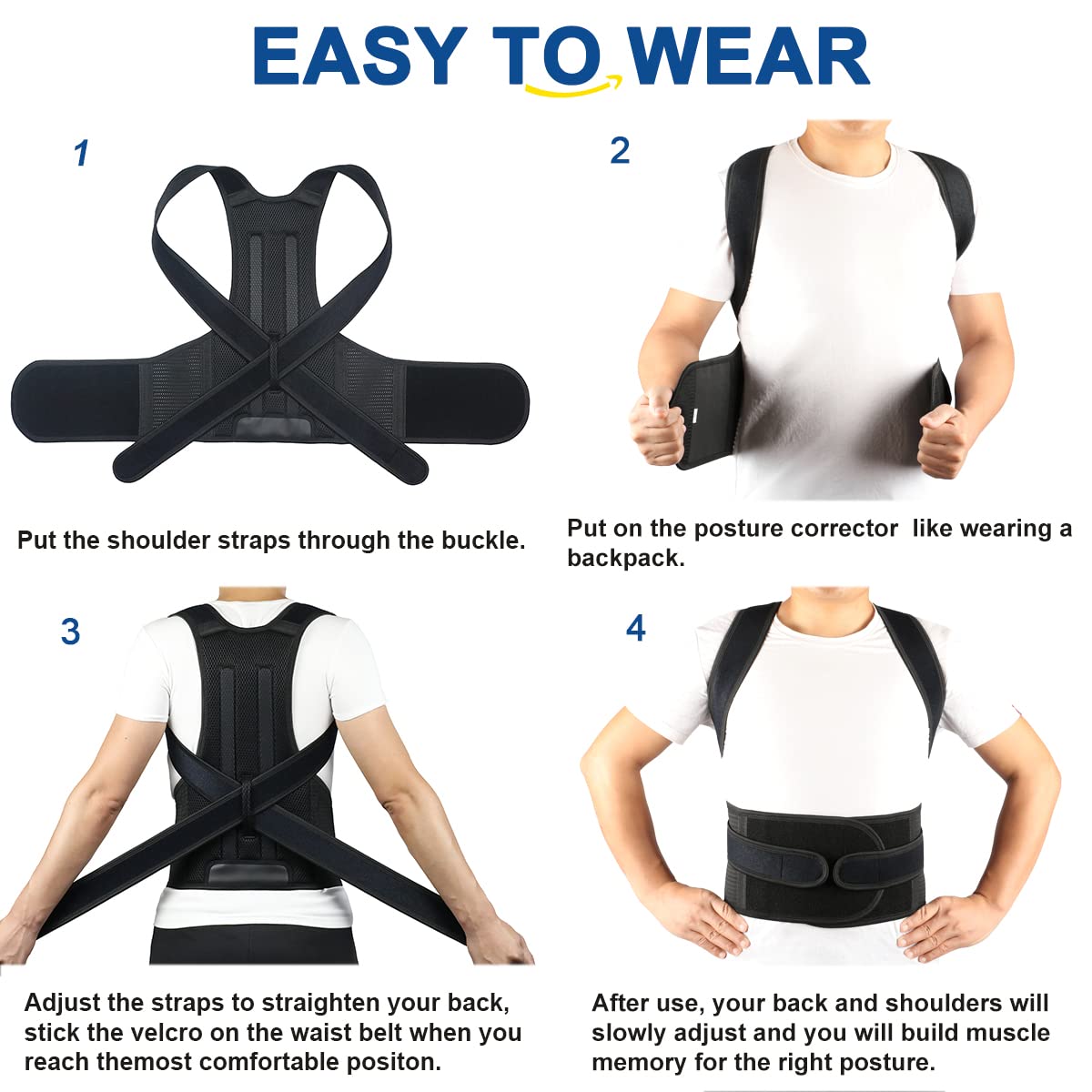 Posture Corrector for Men and Women,Adjustable Back Brace for Upper and Lower Back Pain Relief - Improve and Neck,Shoulder,Back Relieve XL(37"-42")