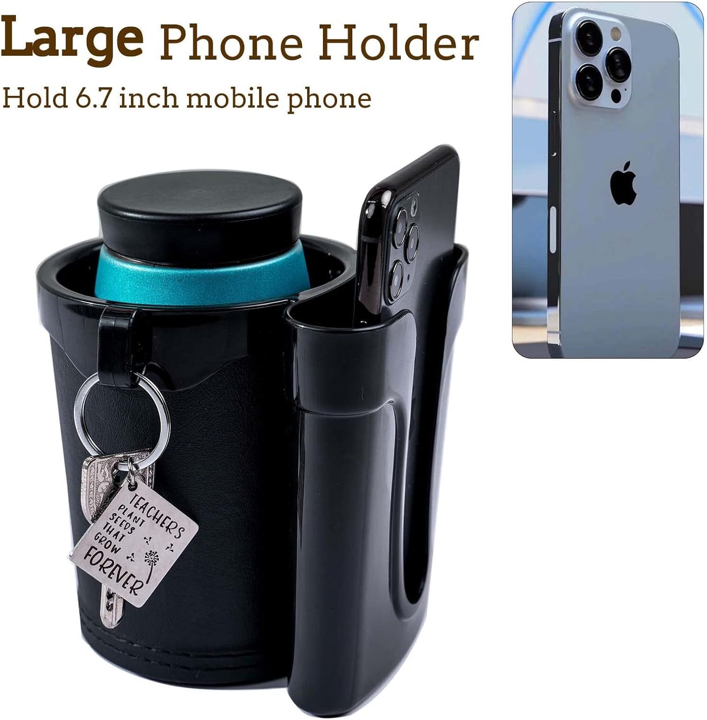 Bike Cup Holder Handlebar Cruiser with Cell Phone Holder Key Holder for Bicycle Motorcycle Scooter Boat Black