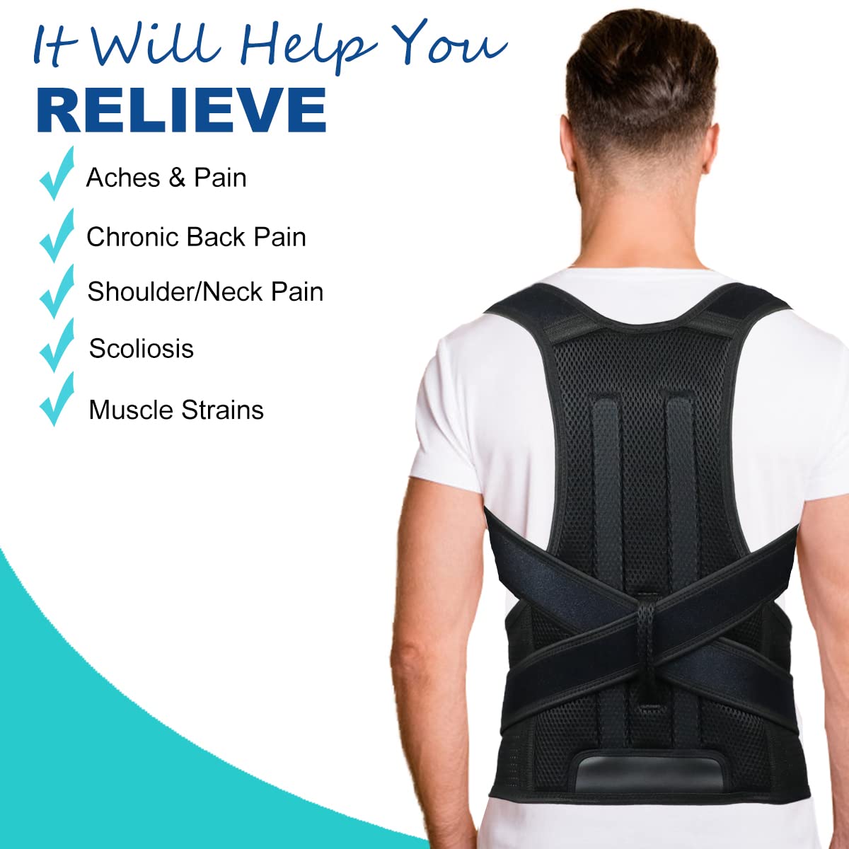 Posture Corrector for Men and Women,Adjustable Back Brace for Upper and Lower Back Pain Relief - Improve and Neck,Shoulder,Back Relieve S(24"-29")