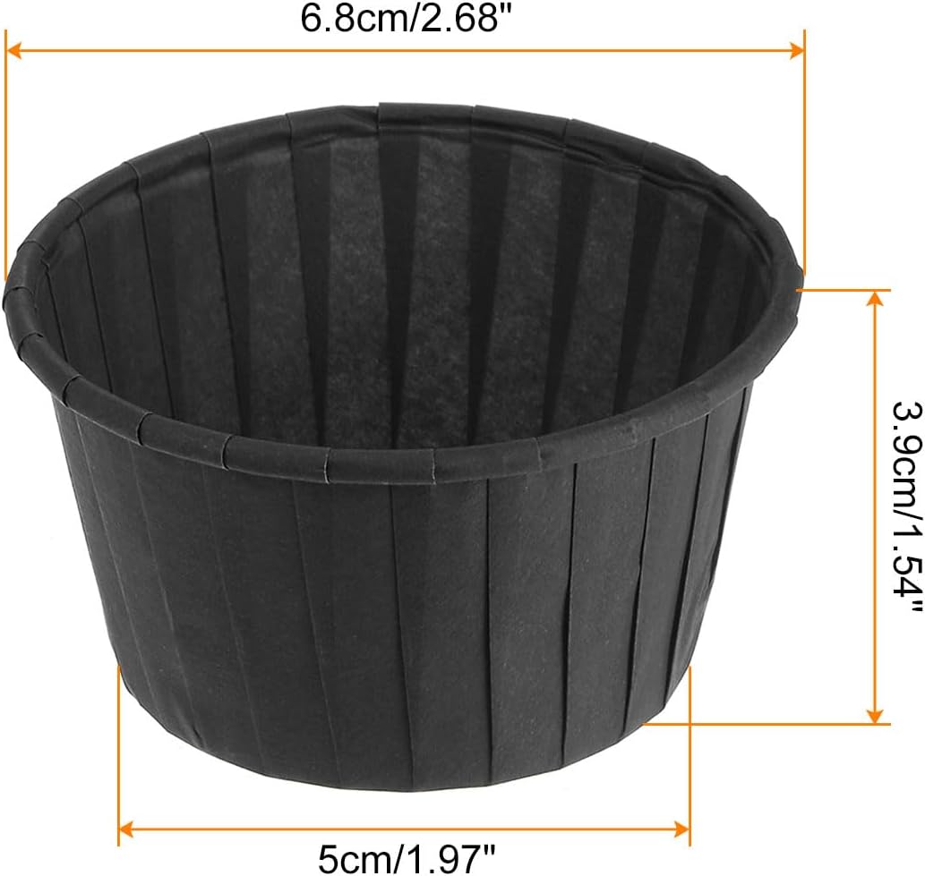 HARFINGTON 50Pcs Cupcake Baking Cups 3.5oz Standard Size Paper Cupcake Liners Greaseproof Wrappers Disposable for Wedding Birthdays Christmas Dessert, Black