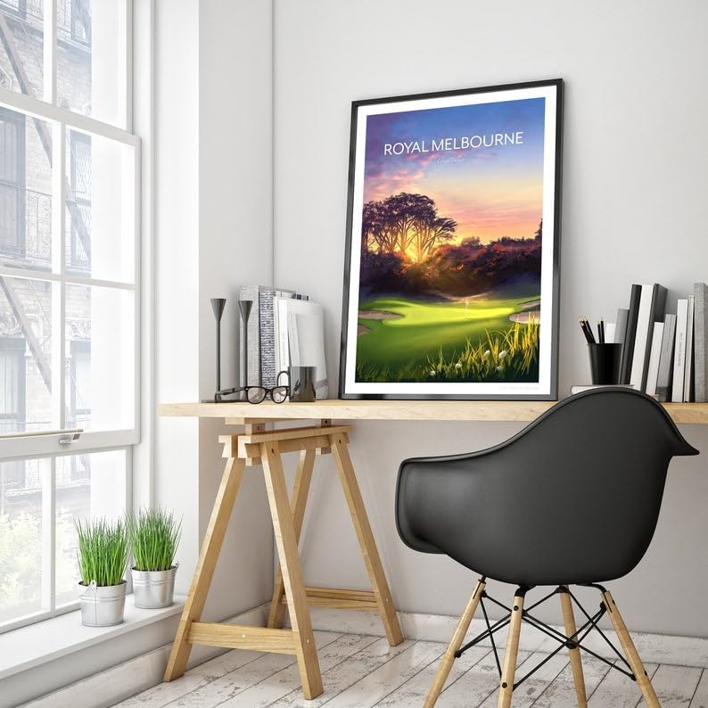 Nationcog Royal Melbourne Golf Poster, Australia- The West Course 5th Hole, Royal Melbourne Golf Course Poster, Australia Golf Art, Vintage Golf Print (Unframed) (20x30)