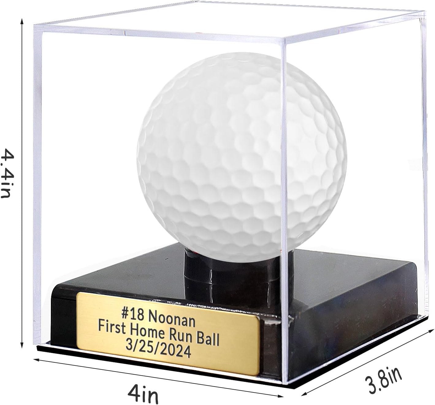 Custom Golf Ball Display Case Acrylic Golf Ball Holder Case Laser Engraved Plaque Showcase Your Cherished Golf Ball Memorabilia (Pink Gold)