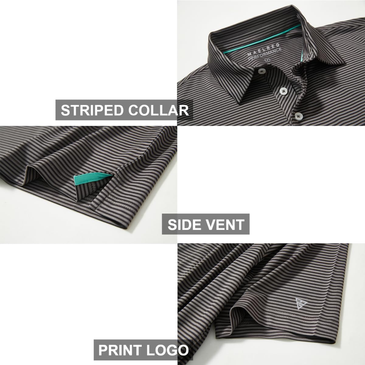 Golf Shirts for Men Dry Fit Short Sleeve Print Performance Moisture Wicking Polo Shirt