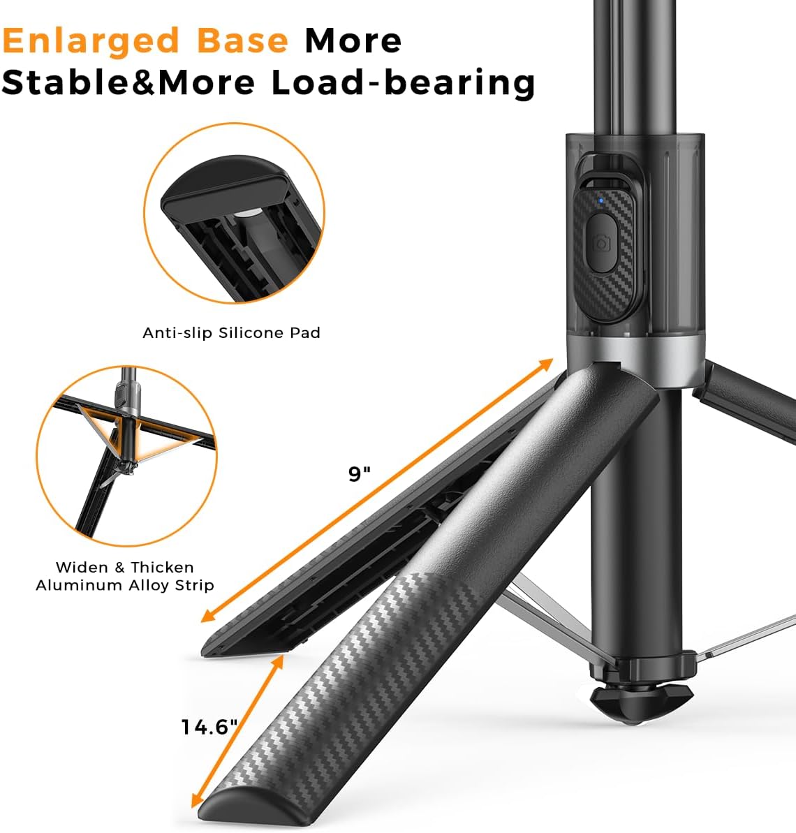 65" Automatic Phone Tripod,Auto-Open and Close Selfie Stick Tripod with Remote, Extendable Cell Phone Stand for iPhone & Android,Lightweight Selfie Stick for Creators,Vloggers,Travel,YouTube