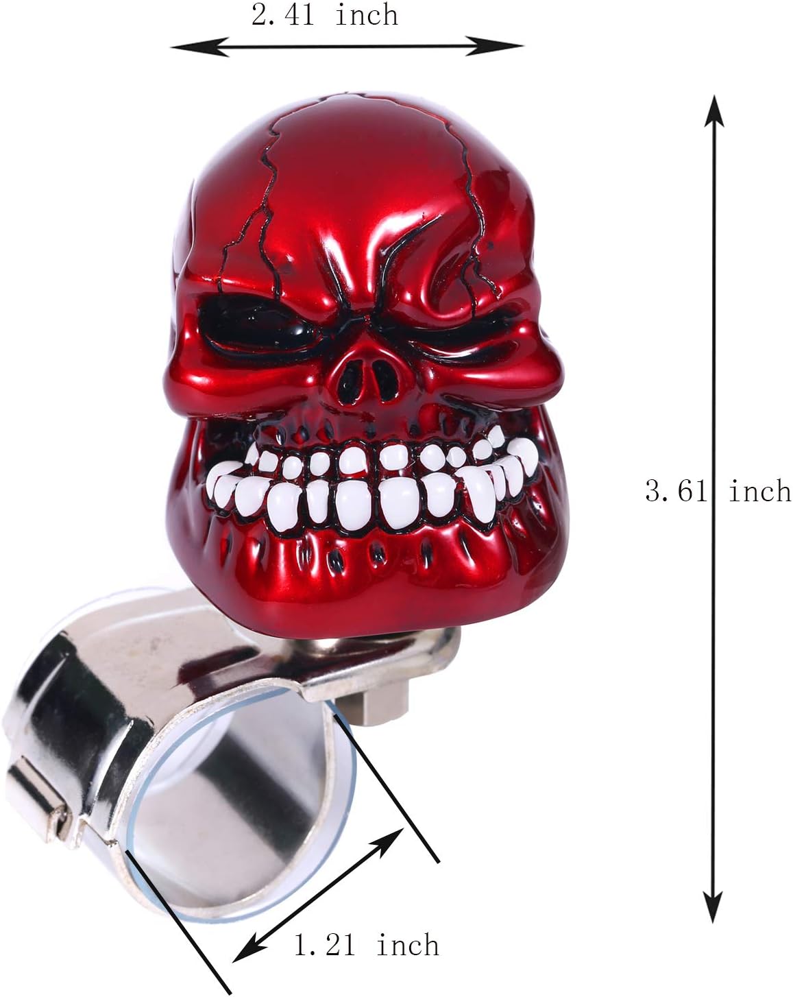 Skull Steering Wheel Spinner Knob Turning Driving Suicide Power Handle Universal Fit Most Vehicles Cars Trucks Tractors Mowers Forklifts Boat Golf Carts (Red)