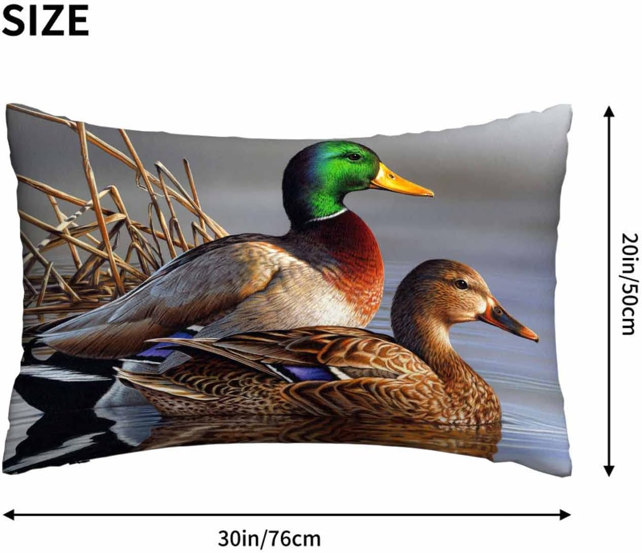 Mugod Throw Pillow Cover Lover Ducks on The Water,Cushion Covers Pillowcase for Sofa Couch Bed Chair 20x30 Inches