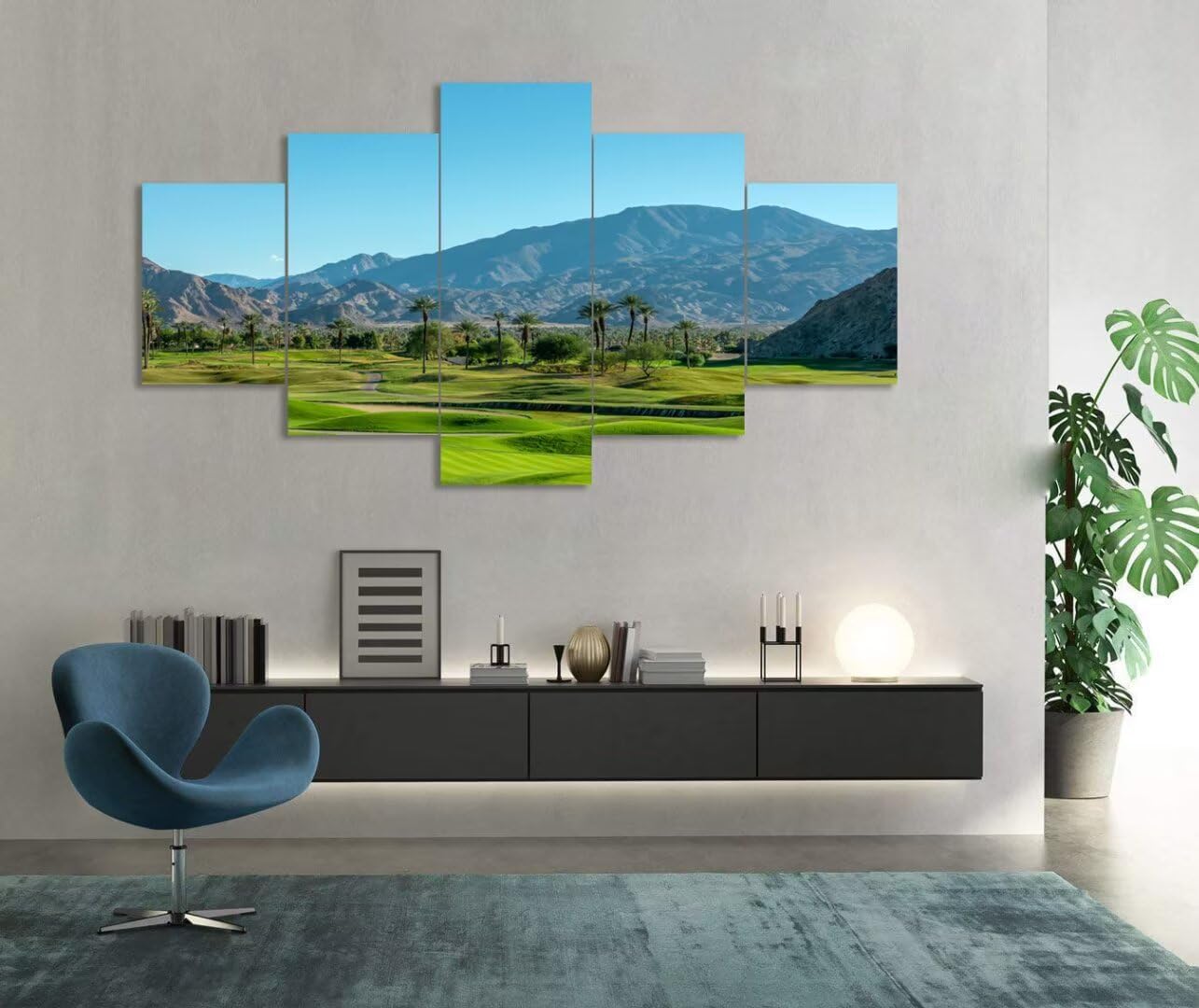 California Golf Course and Palm Tree Wall Art for Office Living Room Bedroom Home Decorations Gifts USA California Golf Course Pictures Framed Artwork Canvas Prints Ready to Hang(60''W x 40''H)
