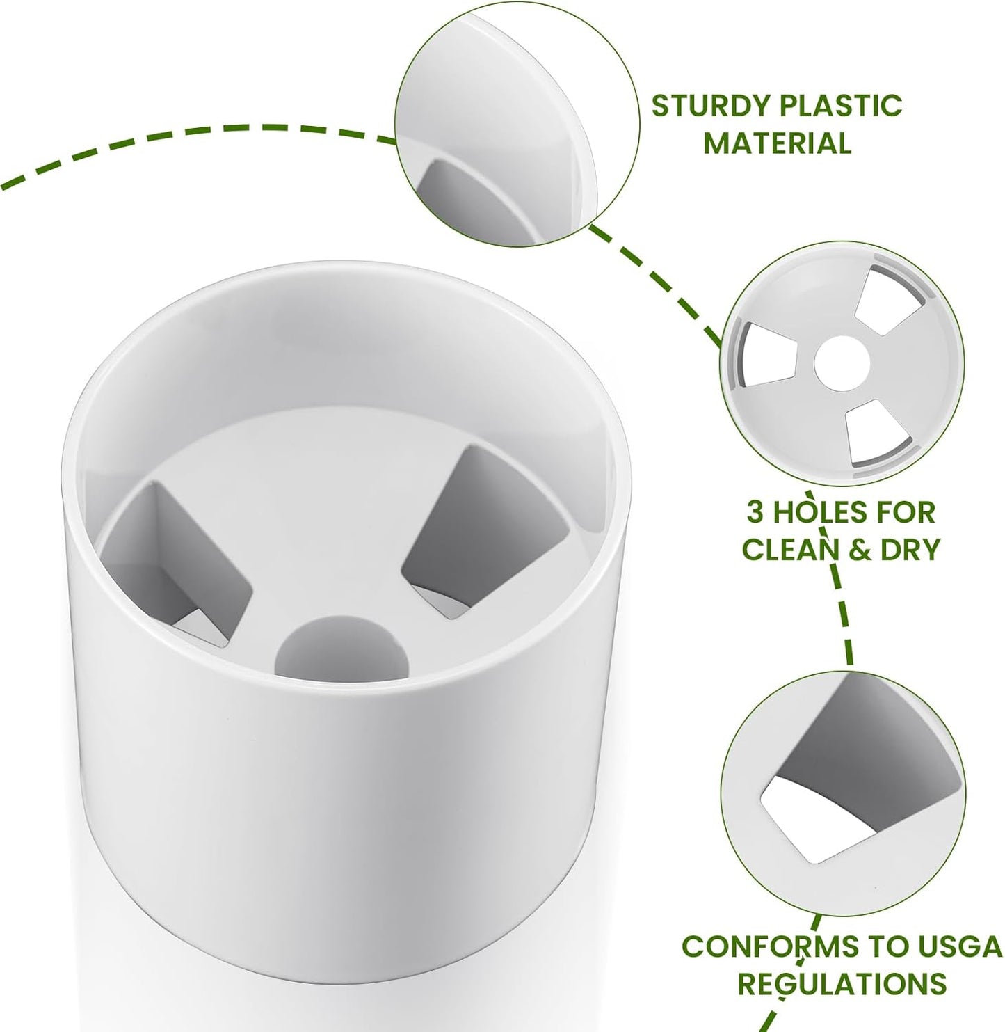 4PCS Golf Hole Cup,ABS Ivory White Plastic Golf Cups,Dimension 4" Depth, Diameter 4 1/4 inches,Fits PGAL|PGA|USGA Regulations,for Backyard Golf Practice