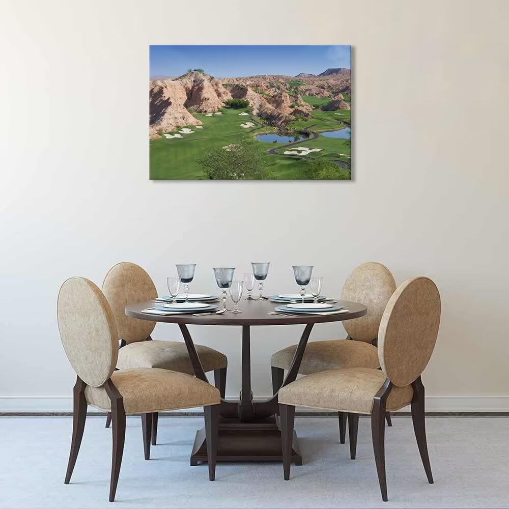 Wolf Creek Golf Course Canvas Wall Art for Living Room Bedroom Bathroom Home Decorations Golf Course Picture Poster Framed Artwork Ready to Hang(12''H x 16''W)