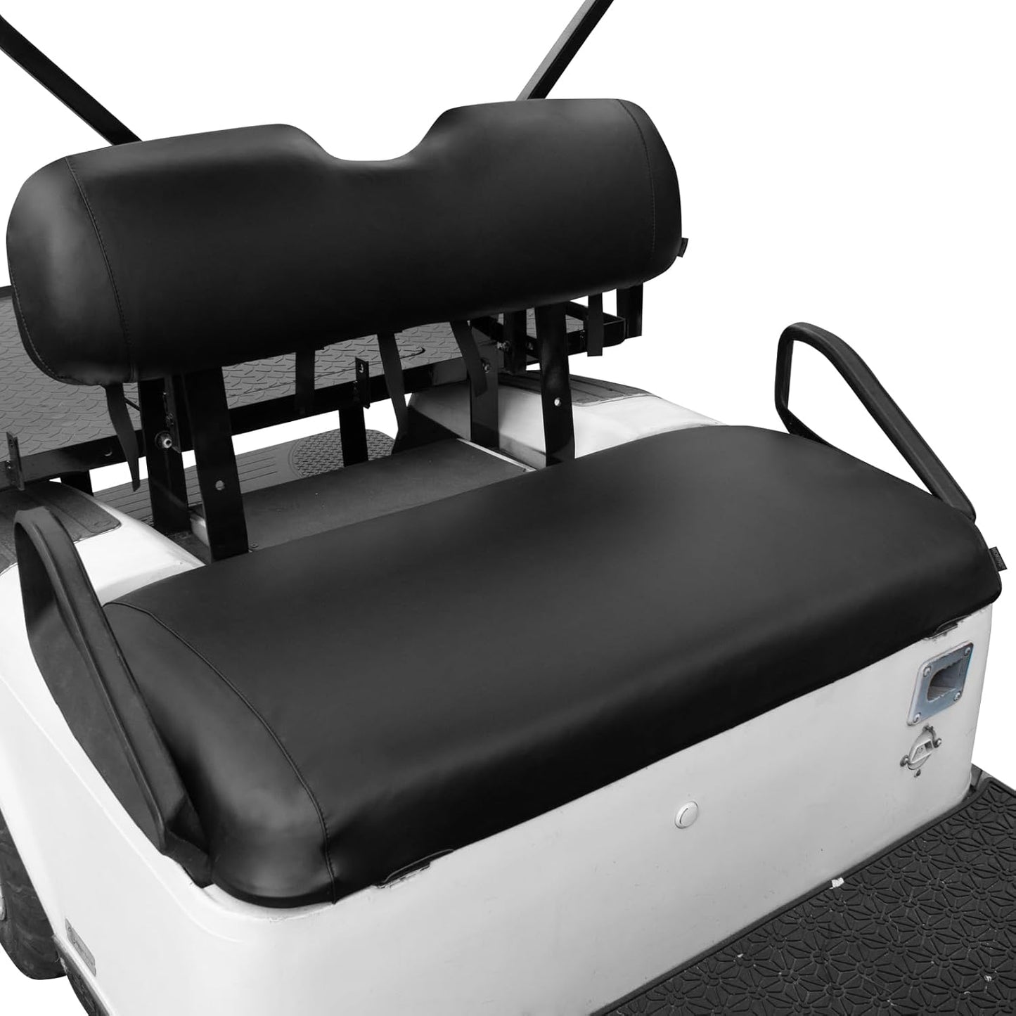 NOKINS Leather Front Golf Cart Seat Covers Fit EZGO TXT 1994-2013/EZGO RXV OEM Ordinary Front Seat Cushion,Smooth and Simple Style,No Stapler,Golf Cart Vinyl Waterproof Replacement Seat Cover, Black
