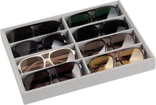 Frebeauty Sunglass Organizer,Velvet Glasses Organizer,8-Slot Sunglasses Tray for Drawer, Men's/Women's Sunglasses Box