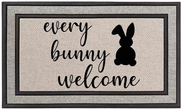 Every Bunny Welcome Easter Funny Rabbit Non Slip Rugs Soft Bath Rugs for Indoor Entrance Floor Door Mat Dries Quickly Kitchen Mat Natural Durable Easy to Maintain Bath Mat 18x30 inch
