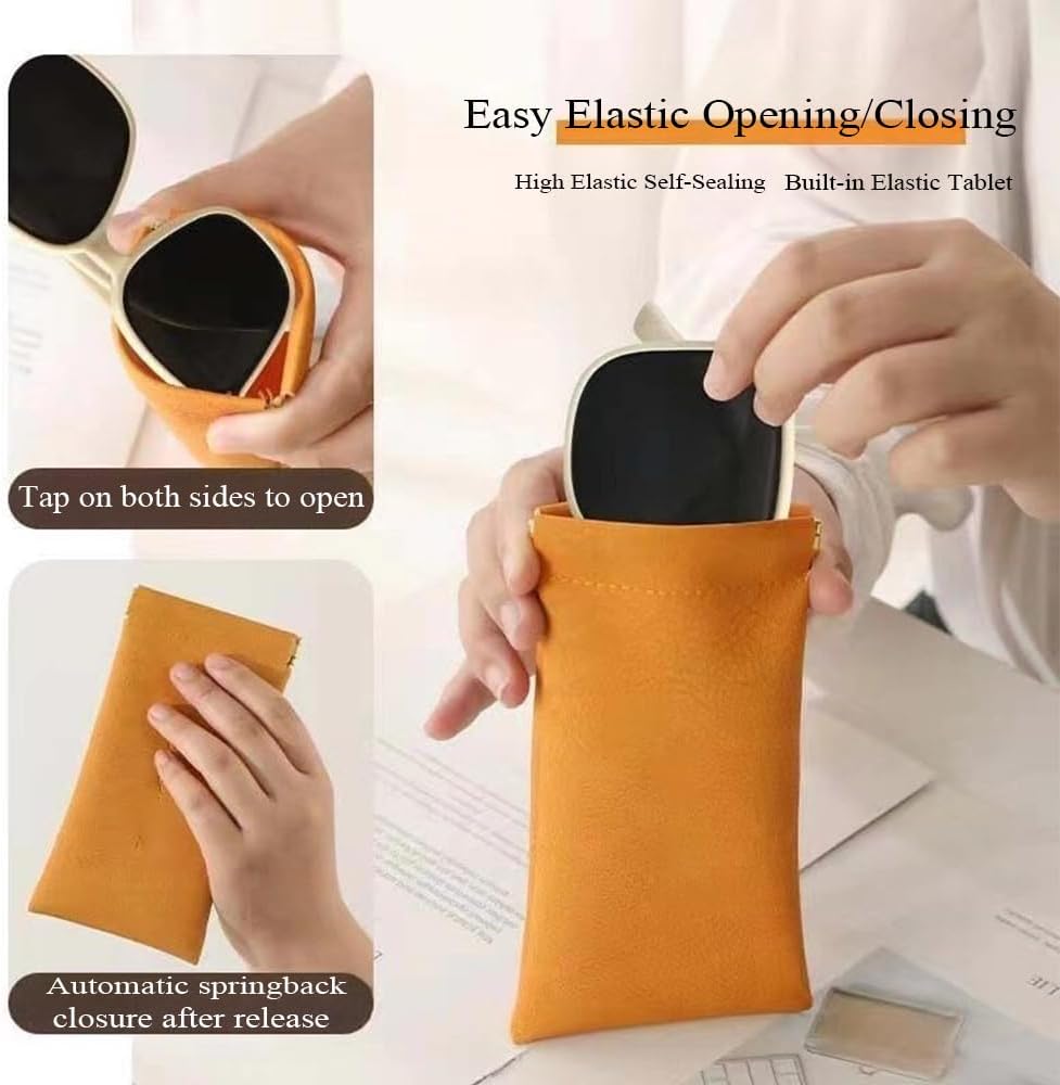 4 Pack Squeeze Top Glasses Case Soft Leather Eyeglasses Cases Sunglasses Pouch Portable Glasses Pouch Bags
