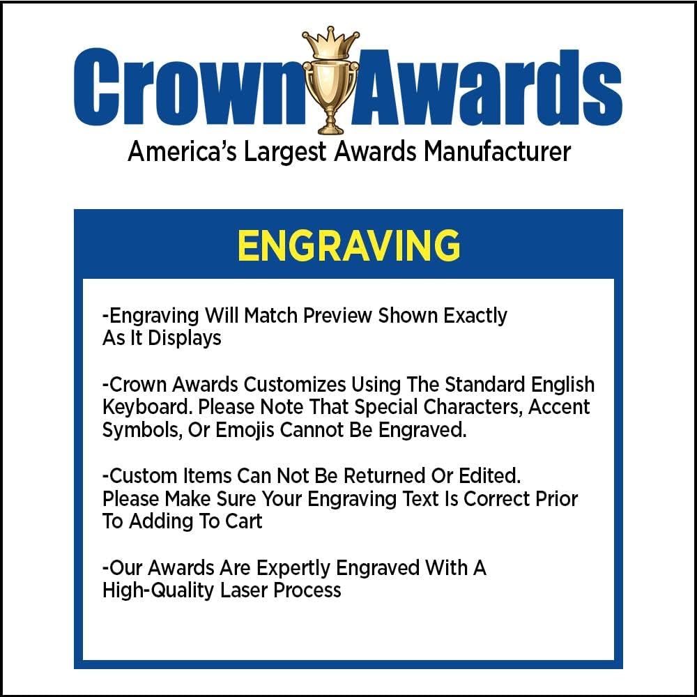 Crown Awards Customizable Crystal Trophy, 4" Engraved Blue Spotlight Crystal Award