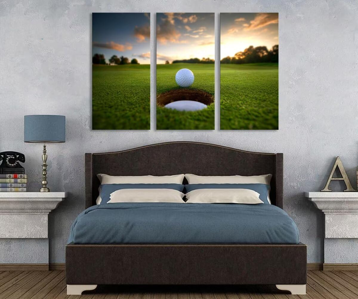 Golf Course Canvas Wall Art for Living Room Bedroom Home Decorations Golf Wall Decor for Office Golf Course Pictures Posters Framed Artwork Canvas Prints Ready to Hang(14''W x 28''H x3)