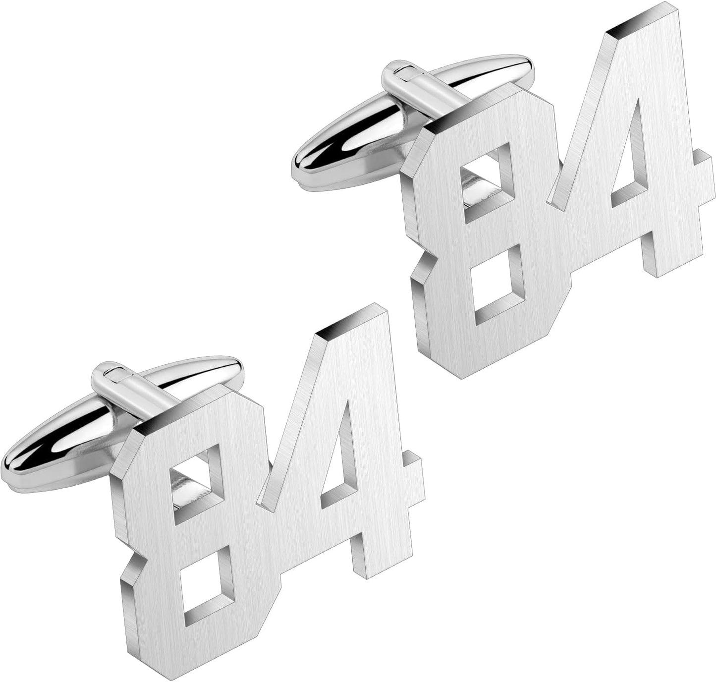 AMITER Mens Cufflinks with Number, Classic Silver Personalized Cuff Links for Men, Sport’s Day Casual or Formal Shirts