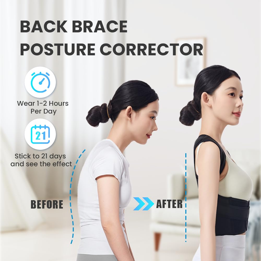 Customizable Comfort Posture Corrector for Women & Men, Upgraded Adjustable Back Brace Gift for Upper & Lower Back Pain Relief, Scoliosis Hunchback Hump Thoracic Corrector PC003