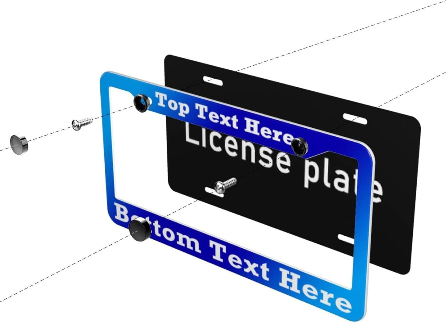 2 Packs Custom License Plate Frame Personalized Car Tag Frame with Screw Caps,2 Holes,12"x6",Style 3