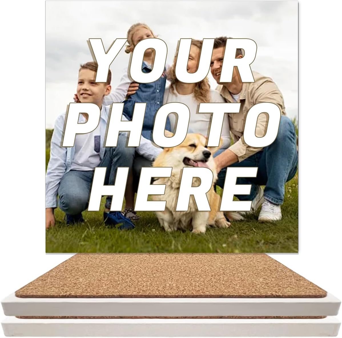 Custom Coasters, Personalized Ceramic Coasters for Crafts, Customized Drink Coaster with Your Photo, Text and Logo, for Weddings, Bars, Homes, Offices