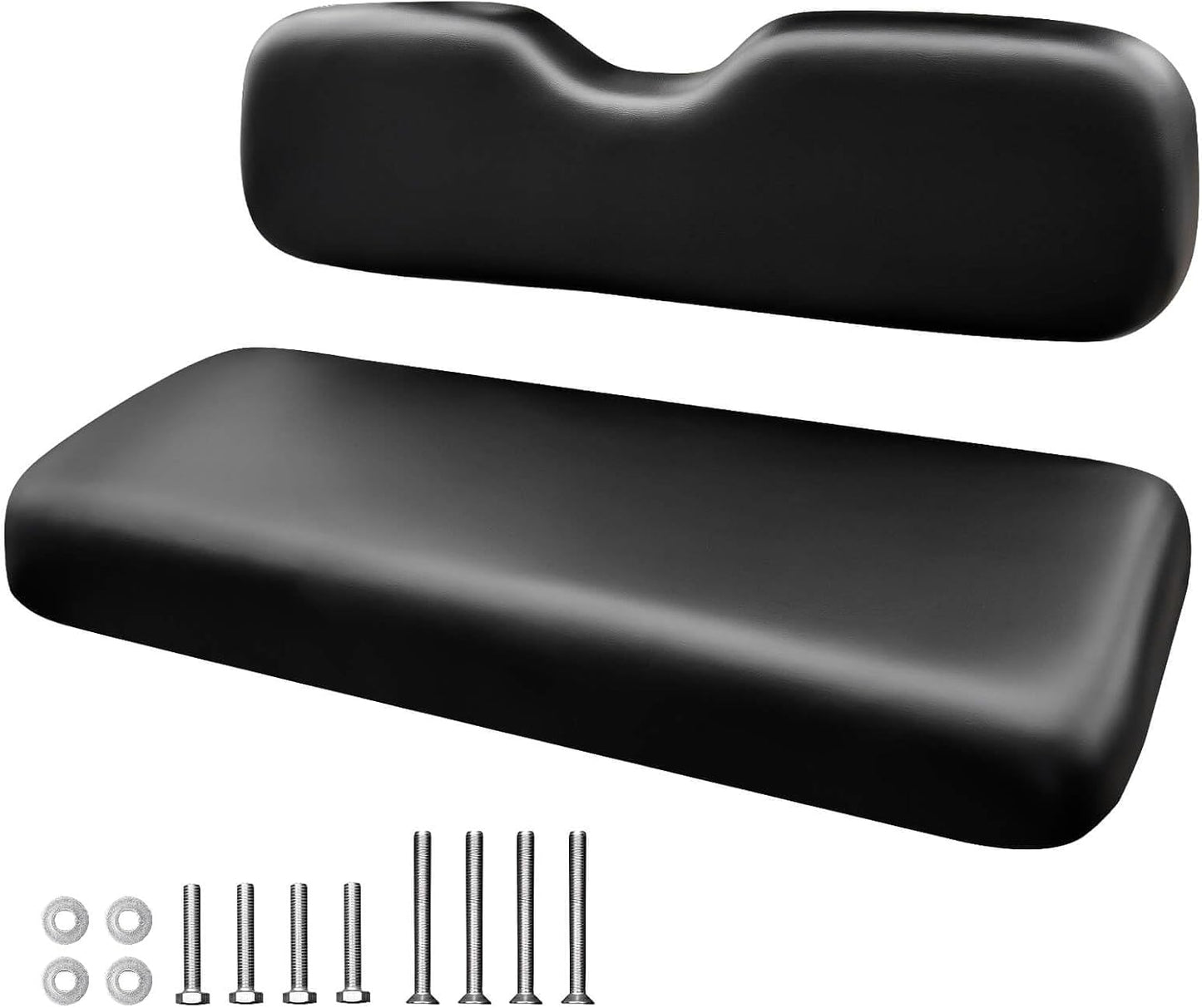 NOKINS Golf Cart Rear Seat Replacement Cushion, Universal Back Seat Cushions for Yamaha/EZGO TXT/RXV/Club Car Precedent/DS, Waterproof Vinyl Leather & Memory Foam, Black