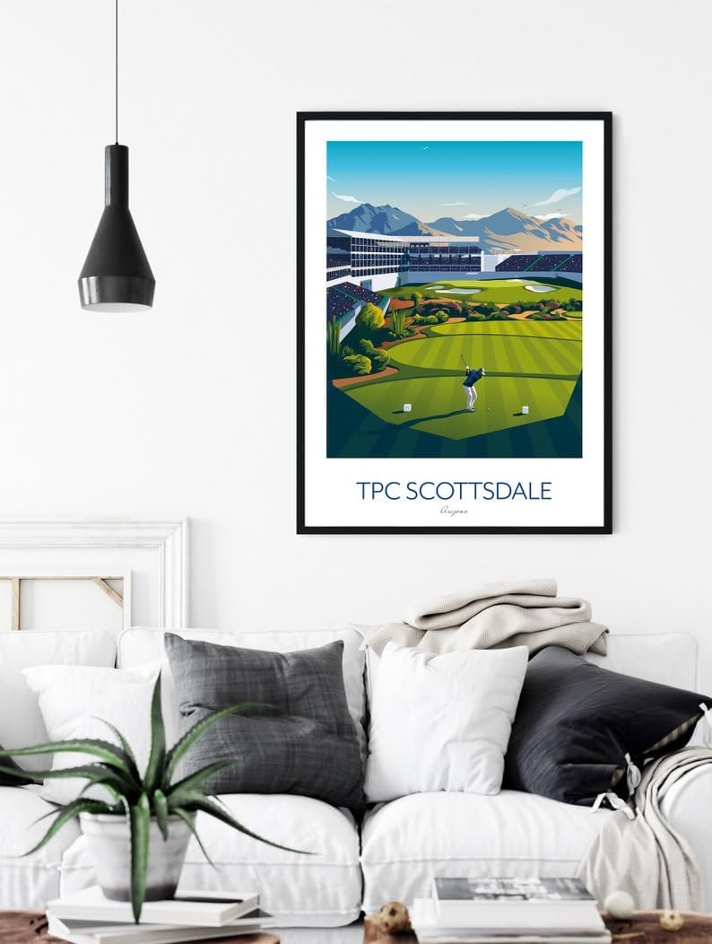 Nationcog TPC Scottsdale Golf Print Arizona - WM Phoenix Open - Stadium Course 16th Hole; TPC Scottsdale Golf Poster; Scottsdale Golf Course Art; Arizona Golf Artwork (Unframed) (16x24)