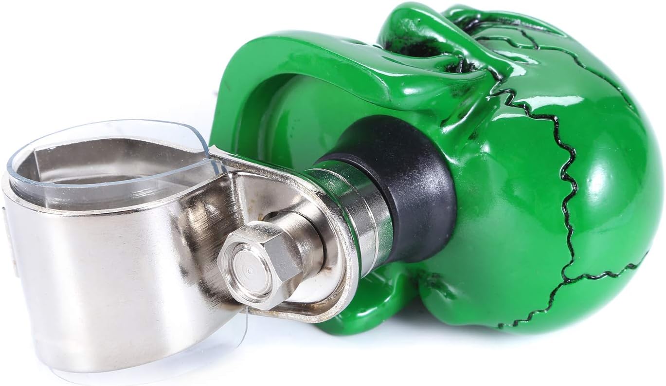 Skull Steering Wheel Spinner Knob Turning Driving Suicide Power Handle Universal Fit Most Vehicles Cars Trucks Tractors Mowers Forklifts Boat Golf Carts (Green)