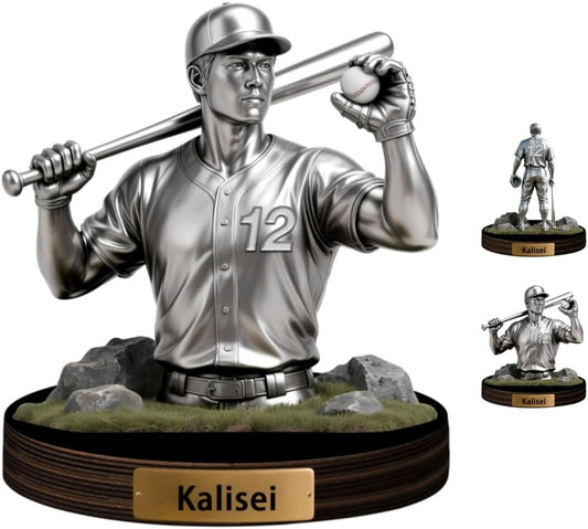 Personalized Baseball Player Desktop Ornament for Bedroom Office Sport Desk Name Plate Custom Name Athletes Figurine Sign Sport Lovers Acrylic Plaque Gift for Men Women Baseball Lover