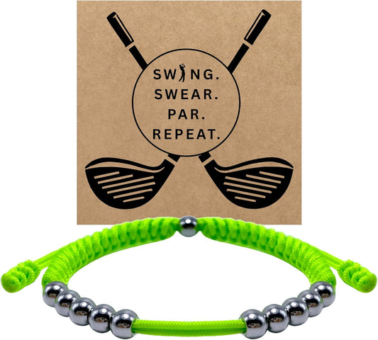 LAMIBEE Premium Golf Stainless Steel 10 Bead Score Counter Bracelet, Golf Stroke Count Bracelet, Resizable Easy Adjust Golf Round Scoring Tracker, Durable Stylish Golf Accessory