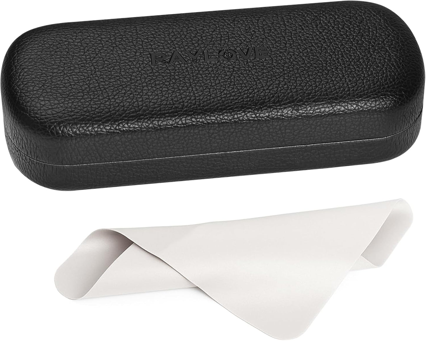 RayLove Glasses Case Hard Shell Eyeglass Case with Cleaning Cloth, PU Leather Protective Eye Glass Cases Fits Most Sunglasses