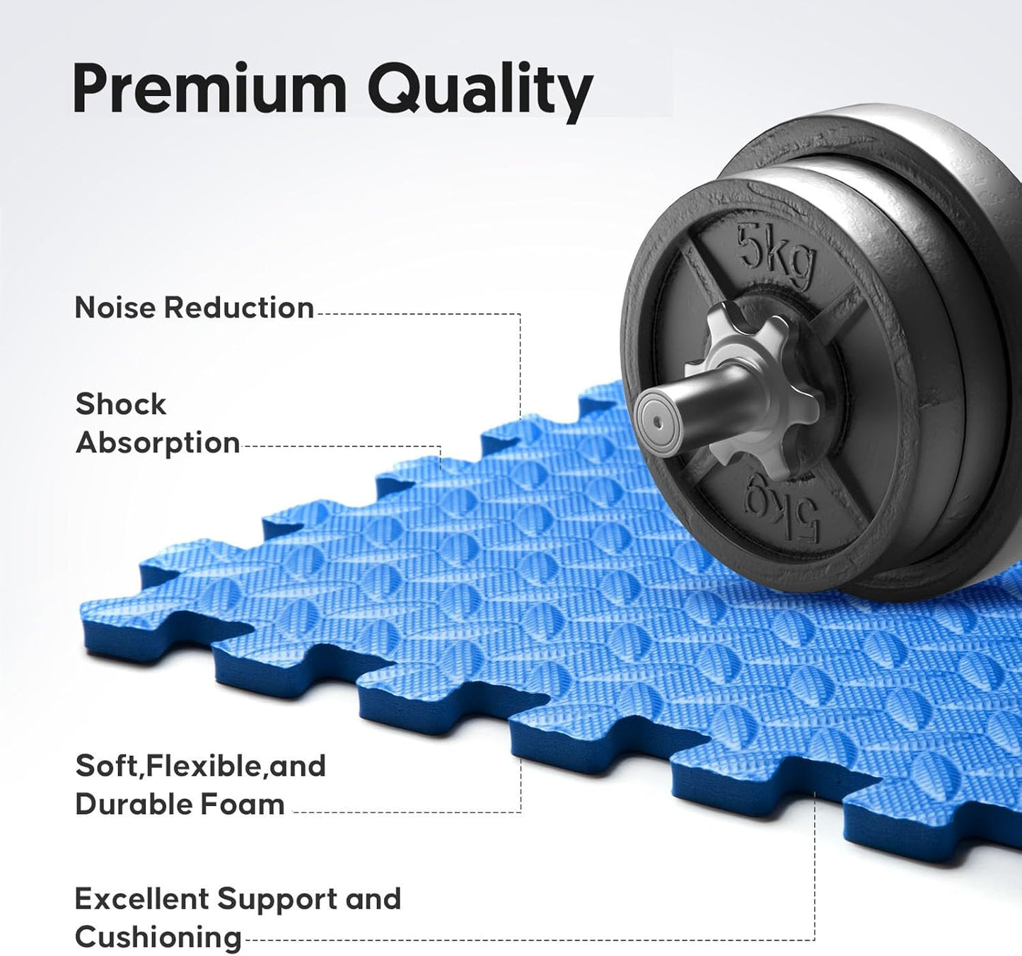 Home Gym Mat, Puzzle Exercise Mat, EVA Interlocking Foam Floor Tiles for Home Workout Equipment and Kids' Play Areas - Blue, 24 in x 24 in x ½ in - 12 Tiles (Blue, 12 Pack 48 sq ft)