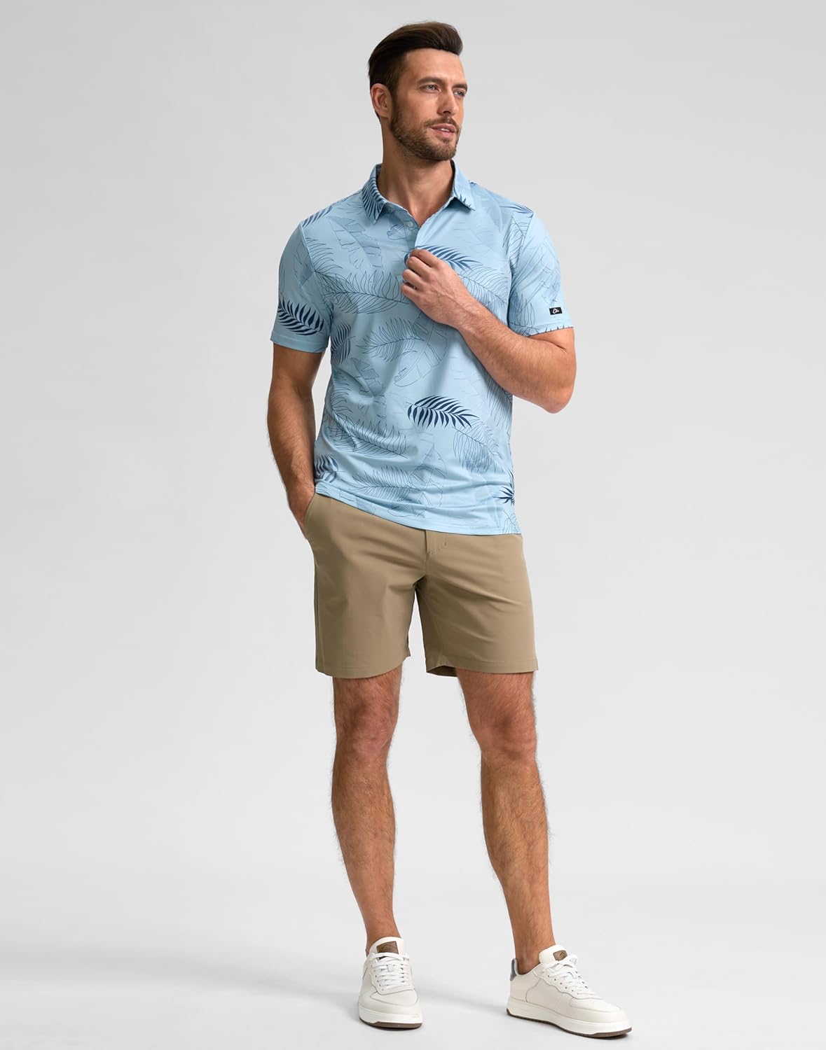 Obla Mens Golf Polo Shirts Short Sleeve Dry Fit Performance Moisture Wicking Casual Print Collared Golf Shirts for Men