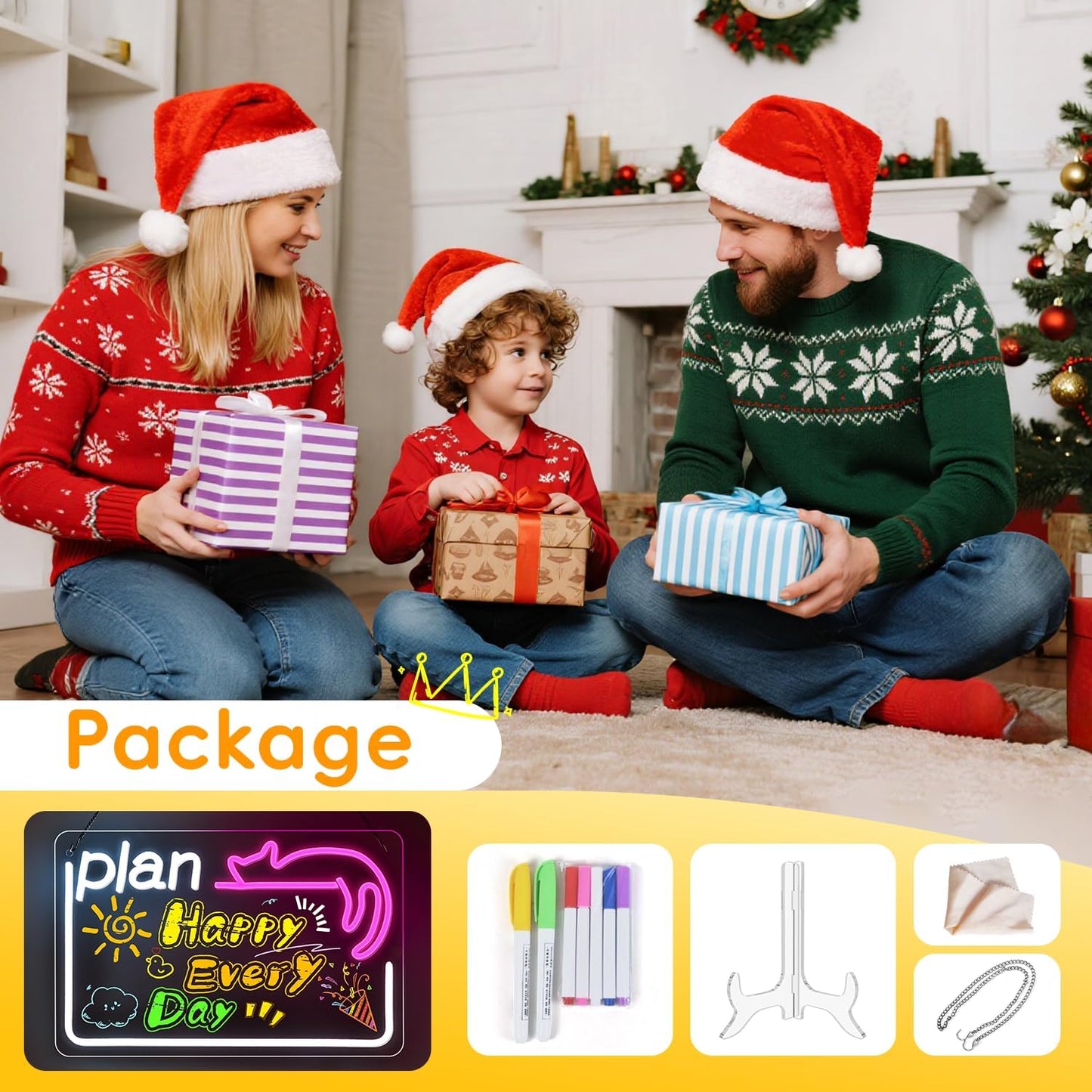 NOSUN Cat Kid LED Note Board 14.6 * 9.5” Acrylic Dry Erase Light Up Message Board with Chain and Stand for Kids With 7 Color Markers TO DO PLAN Glow Rewritable Memo Drawing Writing Board FARE PIANO
