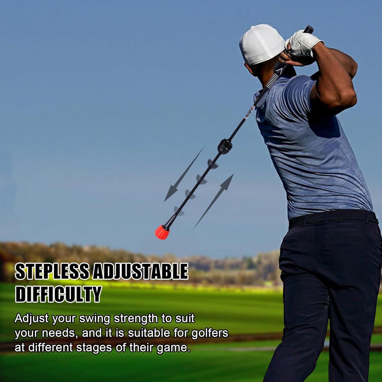 PGM Golf Swing Trainer Aid -2.0 Golf Swing Training Aid Golf Practice Warm-Up Stick for Strength Flexibility and Tempo Training -Suit for Practice Chipping Hitting Golf Accessories