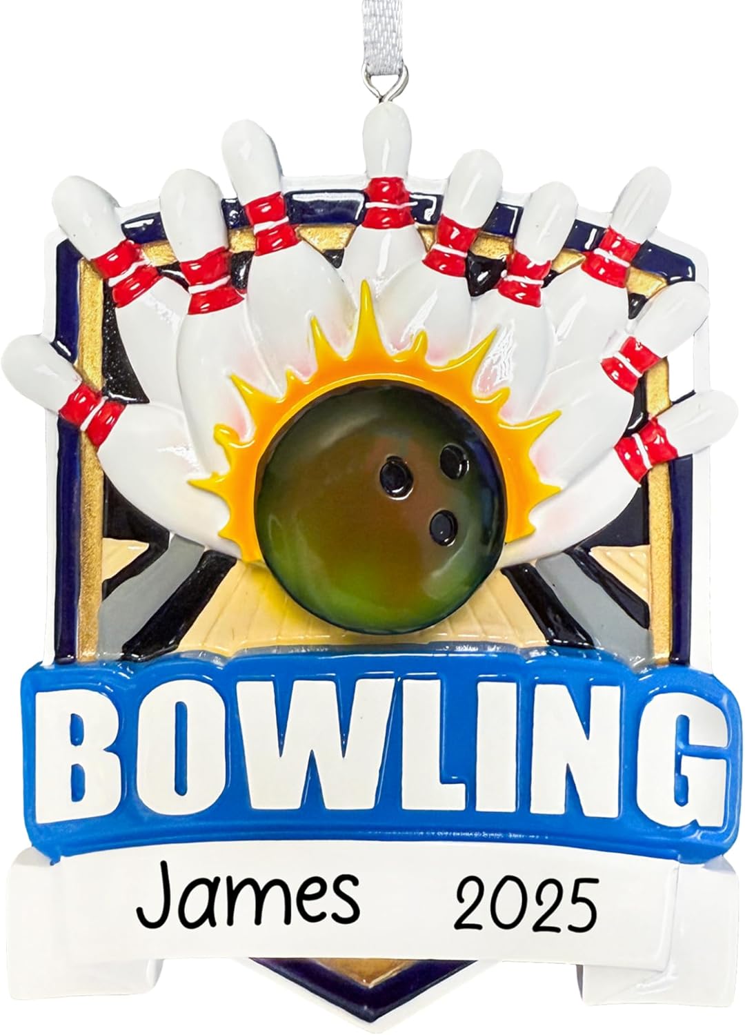 Personalized Bowling Christmas Ornament 2025 for Bowlers | Strike Knock Down Pins, Customized Bowling Ball and Pins for Xmas Tree | Unique Keepsake Gift - Custom Name & Year