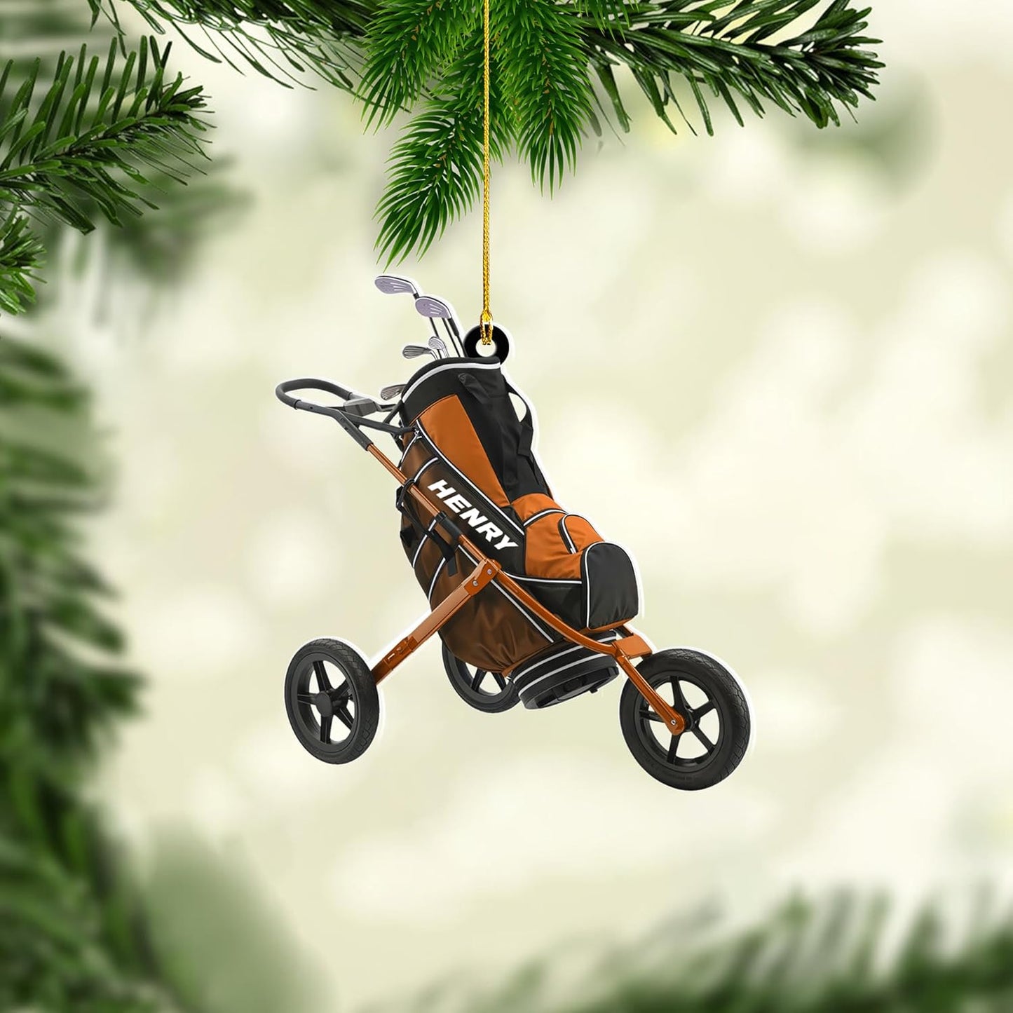 Personalized Golf Ornaments for Christmas Tree 2025 Custom Golf Christmas Ornament Golfing Bag Ornament Sports Golf Cart Ornaments Gift for Golfer Bag Golfing Lovers Hanging Decoration (G13)