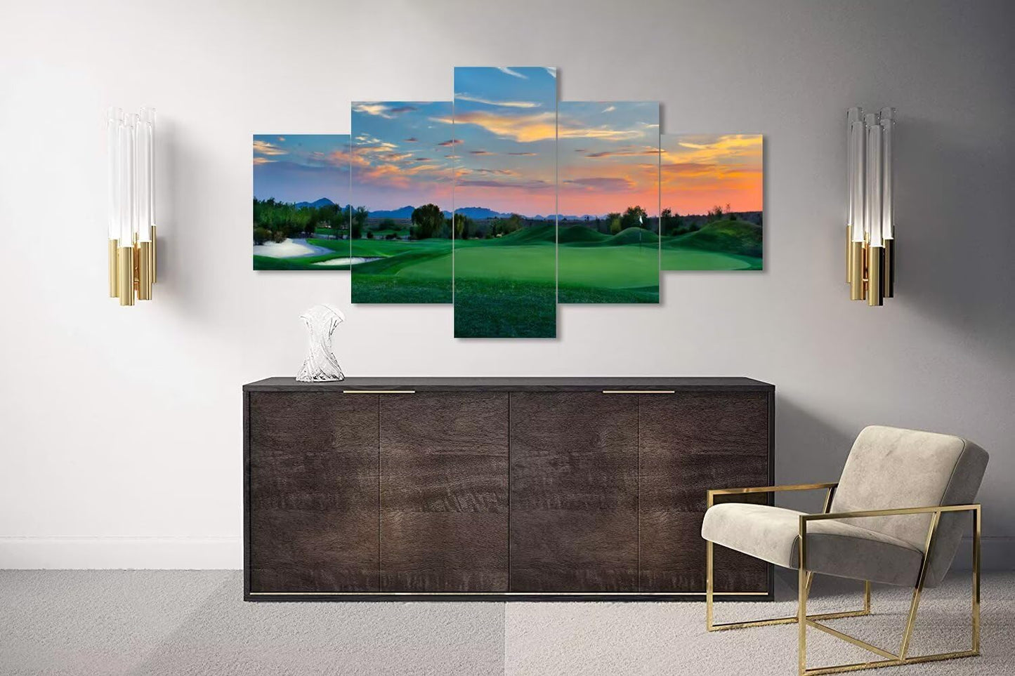 Arizona Scottsdale Golf Course Wall Art for Living Room Bedroom Bathroom - Sunset Arizona Scottsdale Landscape Pictures Posters Framed Artwork Canvas Prints Ready to Hang(60''W x 32''H)