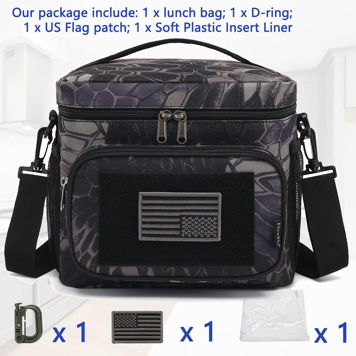 FlowFly Tactical Lunch Bag Large Insulated Lunch Box Cooler Tote for Men, Women with MOLLE/PALS Webbing(Typhon, Medium)