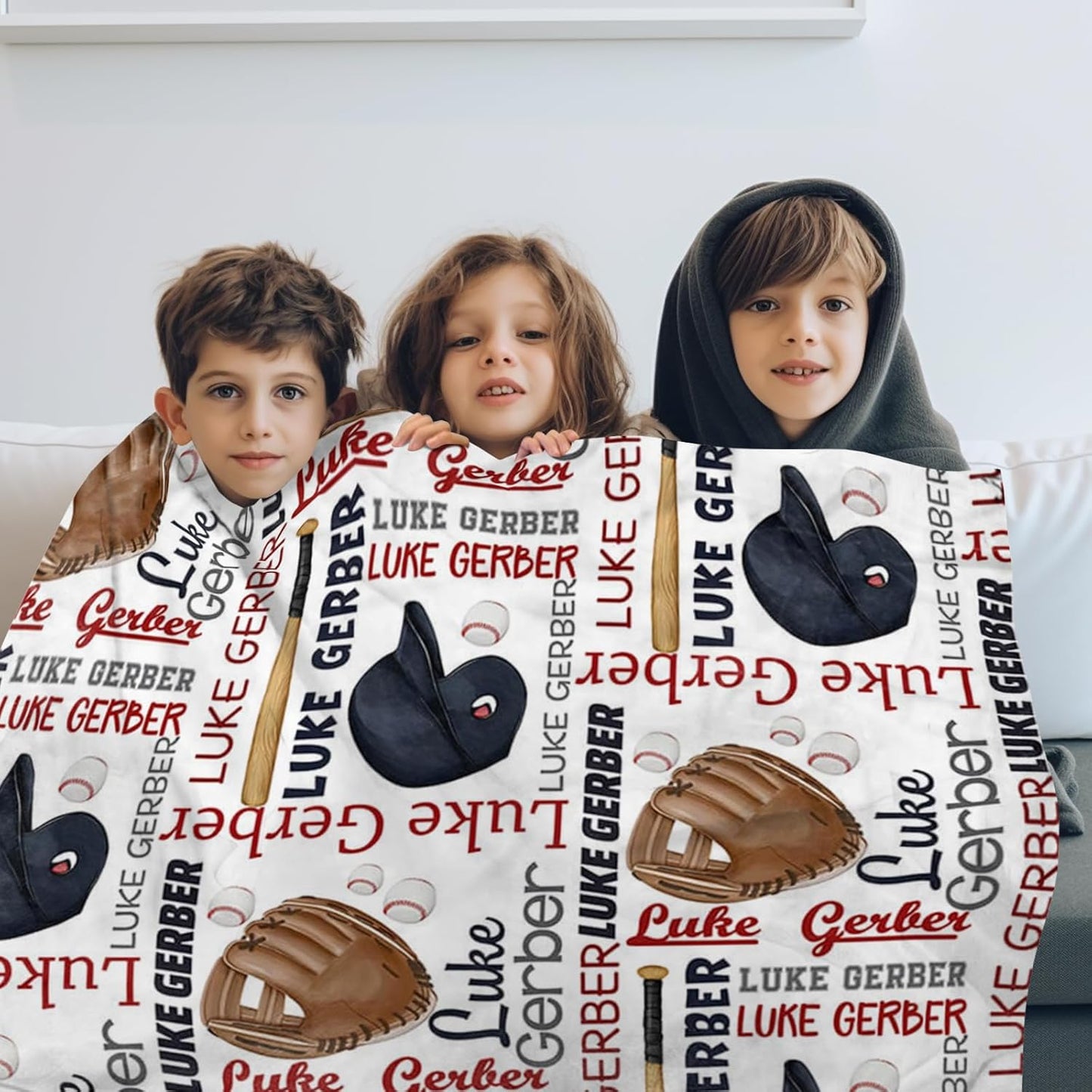Custom Name Baseball Blanket - Personalized Names Soft Plush Flannel Throw Blankets for Baby Kids Teen Boys Girls Holidays Birthdays Gifts Color02