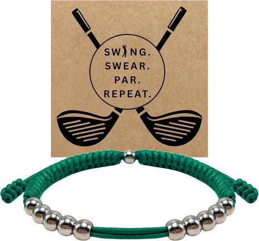 LAMIBEE Premium Golf Stainless Steel 10 Bead Score Counter Bracelet, Golf Stroke Count Bracelet, Resizable Easy Adjust Golf Round Scoring Tracker, Durable Stylish Golf Accessory