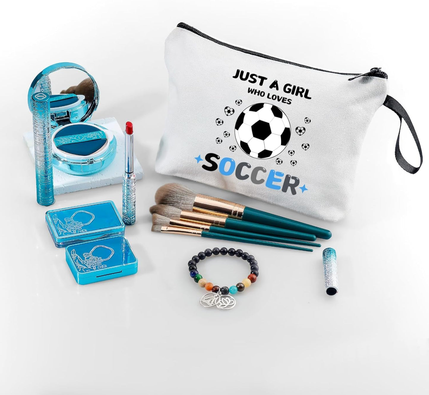 Soccer Gifts,Soccer Coach Gifts,Soccer Gifts for Girls,Cosmetic Bags for Women,Birthday Gifts for Girls,Soccer Mom Essentials,Daughter Gifts from Mom,Friendship Gifts for Women