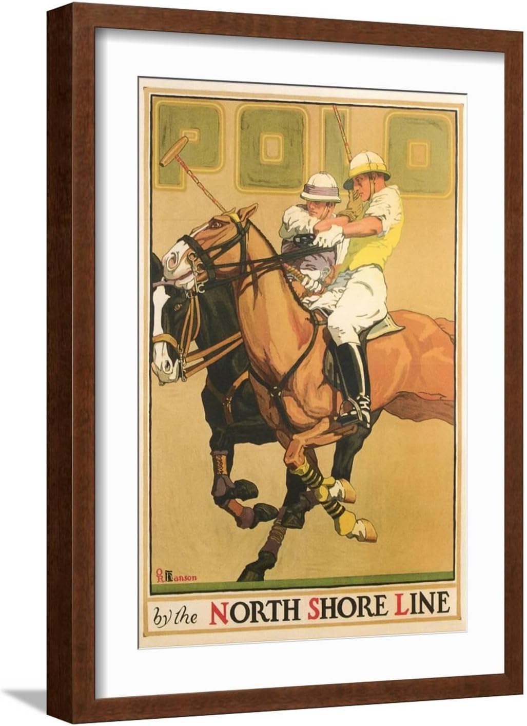 ART.COM Wall Art Print Polo Poster on Brown Frame, 17" x 23"
