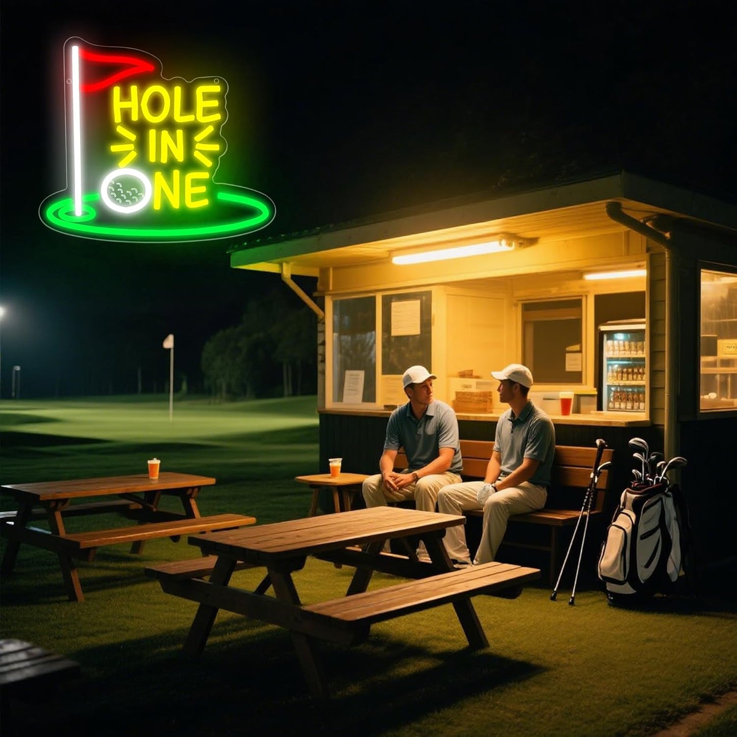 Golf Neon Sign for Wall Decor Hole In One Neon Light for Man Cave Putting Green LED Light Up Sign for Club Bedroom Bar Shop Party Wall Decor,Birthday Gifts for Golfer Size10.7 * 12.4inches(JTD285)