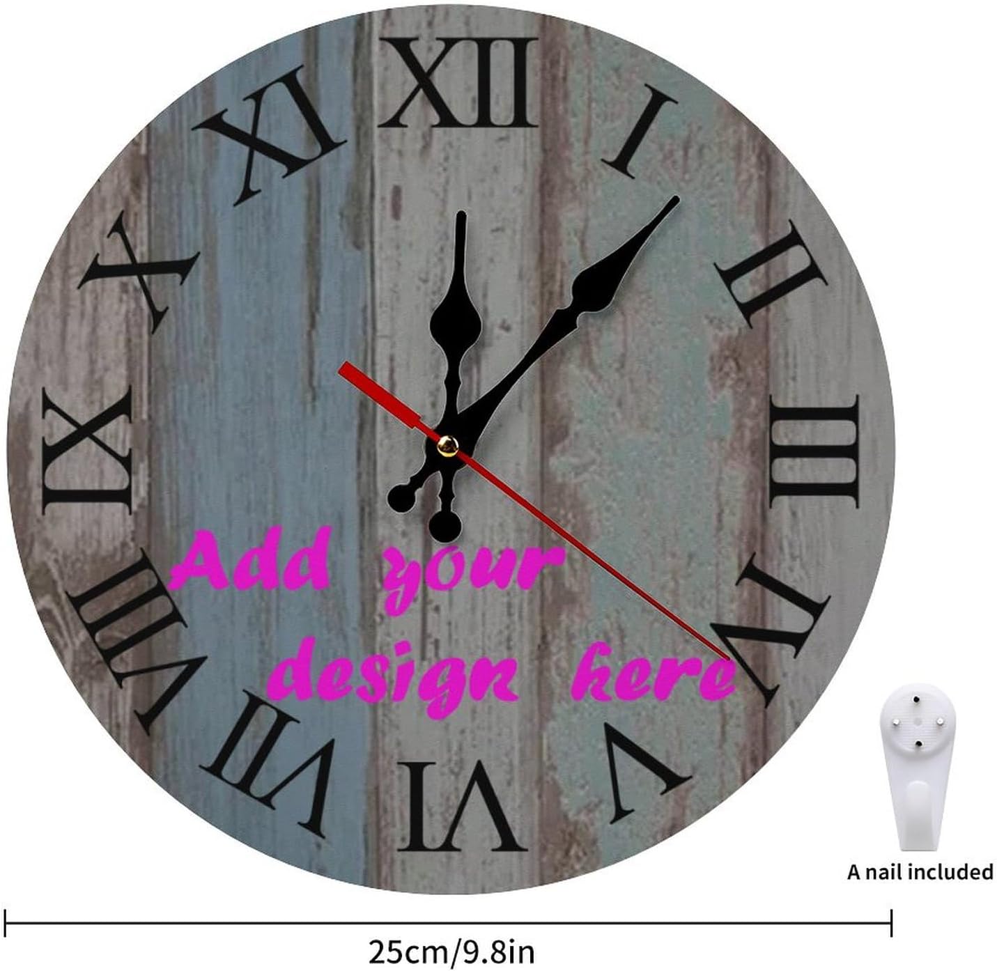 Custom Wall Clock,Personalized Wood Clock add Your Photo/Text,Customizable Silent Round Decoration for Kitchen Bathroom 23.6inch style5