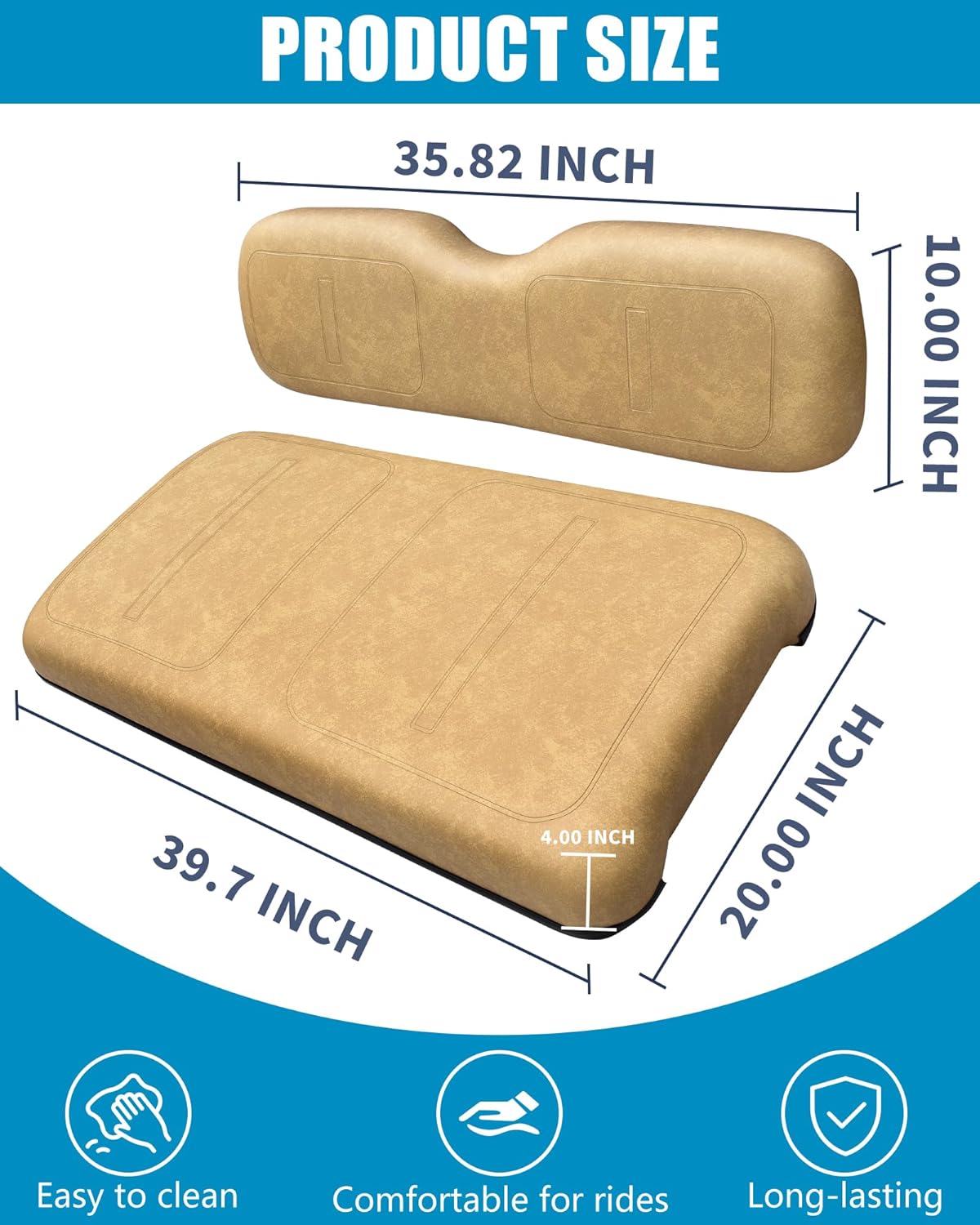 Golf Cart Front Seat Bottom and Back Rest Cushion Assembly Kit Replacement for EZGO TXT/Medalist 1994-2013