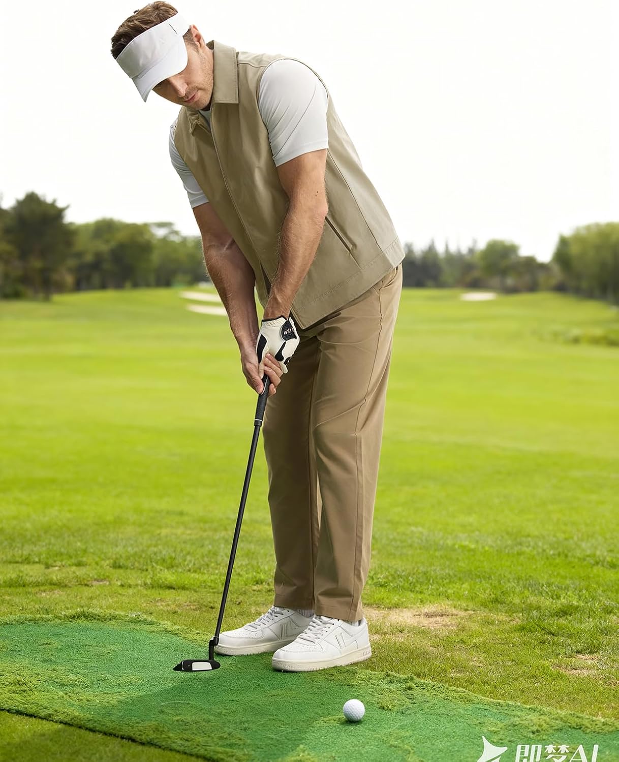 Rdruko Men's Golf Vest Lightweight Outerwear Windproof Water Resistant Grid Lining Vest with Zipper Pockets for Casual